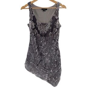 ECI  Y2K‎ Velvet BURNOUT Babydoll Top Size 6 Fairy Whimsygoth Sequins Silk Blend